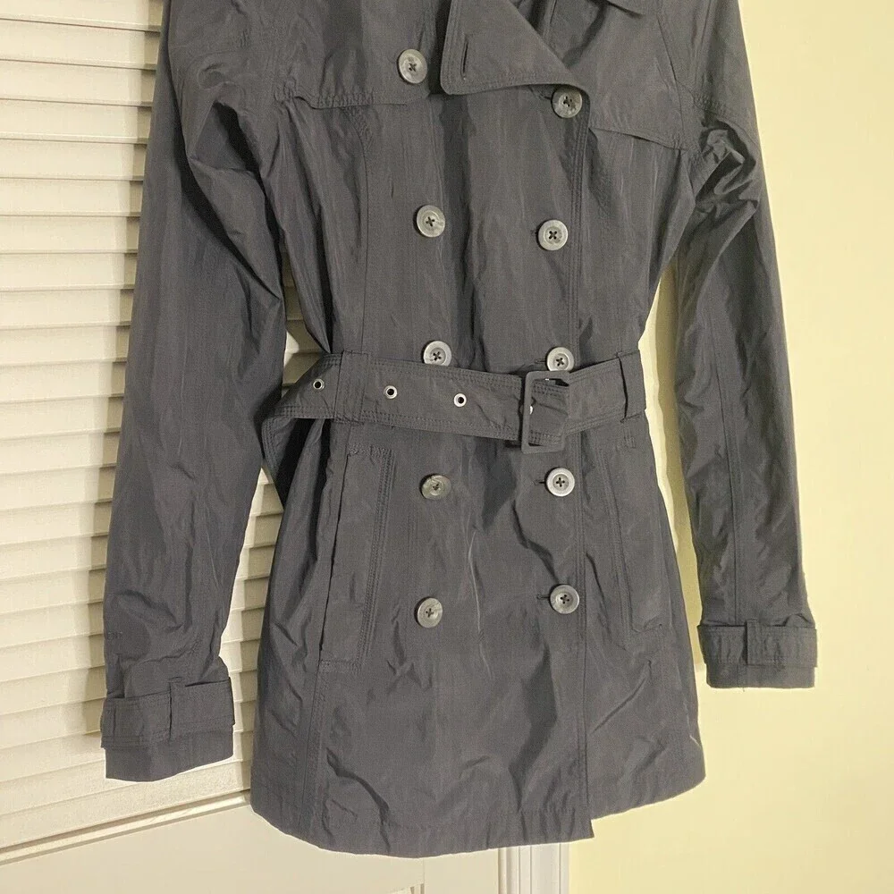 THE NORTH FACE CITY RAIN TRENCH Coat JACKET Belted WOMENs XS Black Nylon No Hood